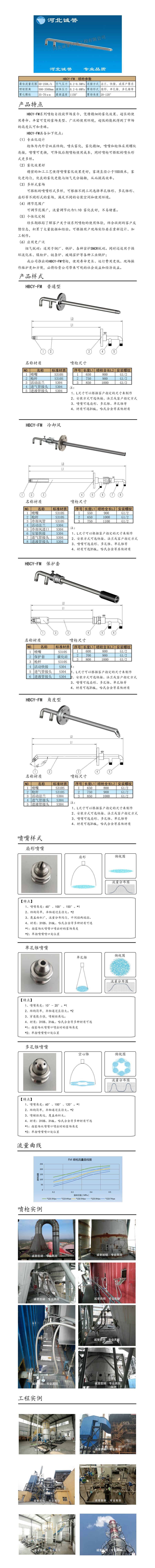 為您提供HBCY-FM-脫硝噴槍保護套、噴槍參數、材質尺寸介紹，流量分布圖、扇形空心錐俯視圖介紹，以及霧化視頻介紹，更多詳細內容盡在河北誠譽！